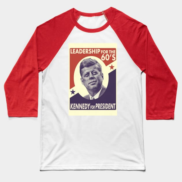 JFK for President 1960 Vintage John F. Kennedy Baseball T-Shirt by Matt's Wild Designs